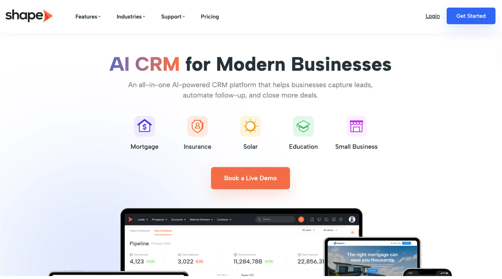 Shape - one of the top CRM systems for solar businesses