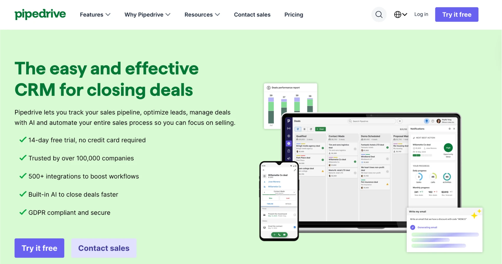 Pipedrive - one of the best CRM systems for solar businesses